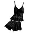 thumbnail image 1 of under $5 JINMGG Shorts for Women $5 Women V-Neck Eyelash Silk Lace Stain Camisole Pajamas Bowknot Shorts Set Black XL, 1 of 9