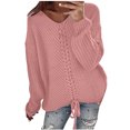 thumbnail image 1 of under $5 JINMGG V Neck Sweaters for Women Fall Winter ,Womens Fashion Long Sleeve Sweater Loose V-Neck knitting Sweater, 1 of 7