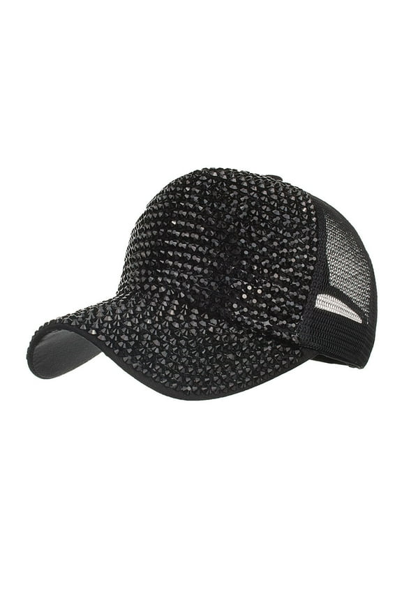 under $5 JINMGG Womens Plus Size $5 Women Rhinestone Hats Female Baseball Cap Bling Diamond Hat