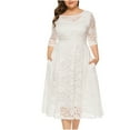 thumbnail image 1 of under $5 JINMGG Womens Plus Size $5 Women's Fashion Large Size Hollow Lace Pocket Dress Evening Dress Long Skirt White XXXXL, 1 of 4