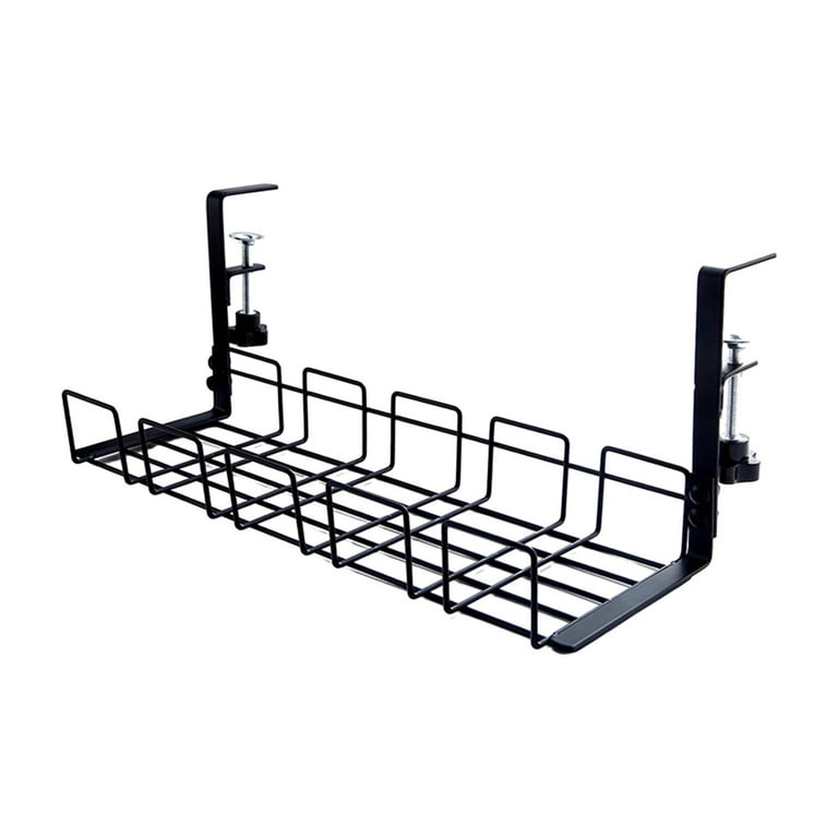 Under Desk Cable Management Tray 1 Pack, Wire Management No Drill, Cable  Tray with Clamp for Desk Wire Management, Computer Cable Rack for Office,  Home - No Damage to Desk