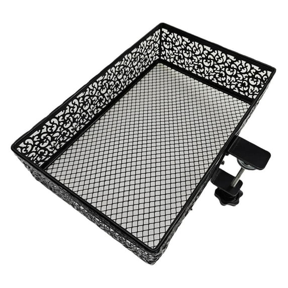 under Desk Storage Hidden Desktop Organizer Clamp Container Mesh Metal Easy to Install Rack Desk Mount Tray Stationary Holder black fixed