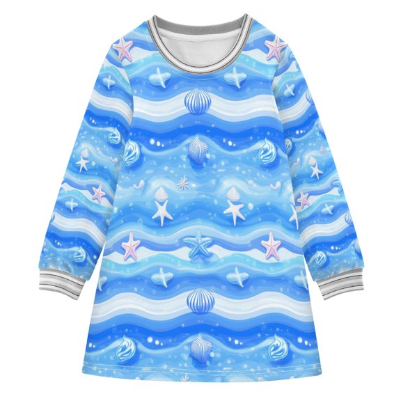 under The Sea Girls'long-sleeved dress Thickened A-dress Warm Dress Basic Shirt Party Dresses