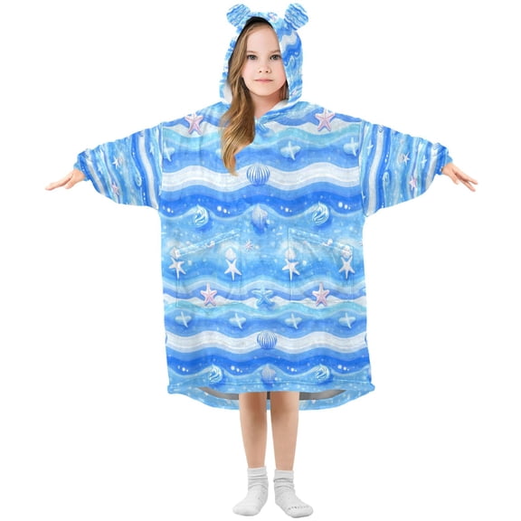 under The Sea Wearable Blankets Hoodie Oversize Sherpa Wearable Soft Blanket Warm Cozy 3-14 Age