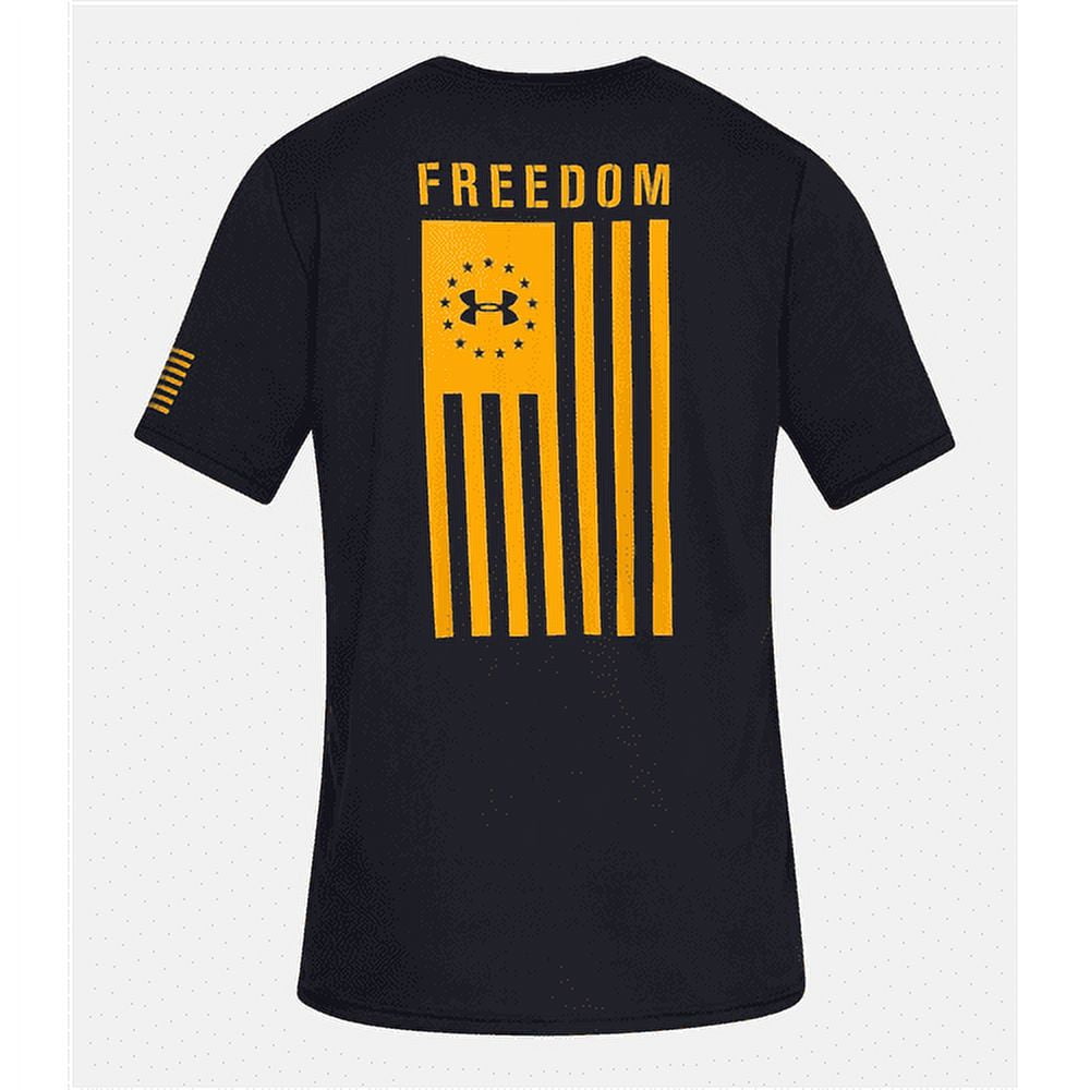 Under Armour Men's Athletic UA Freedom Flag T-Shirt Short Sleeve Tee,  Black/Gold, S 