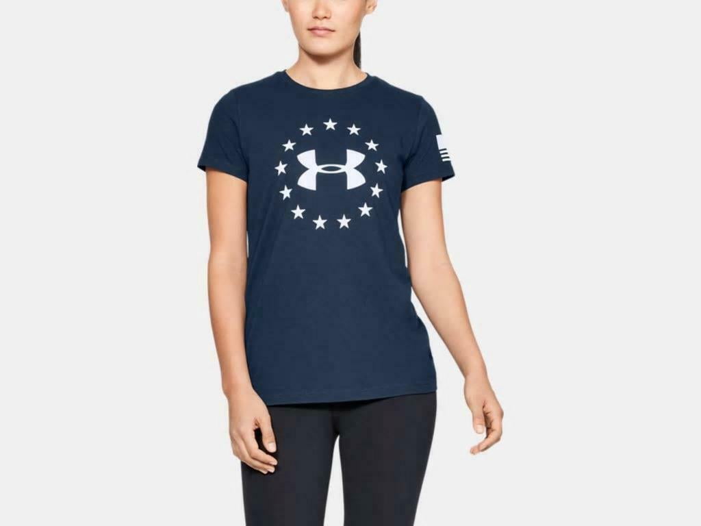 under armour freedom logo t-shirt, academy//white, x-small