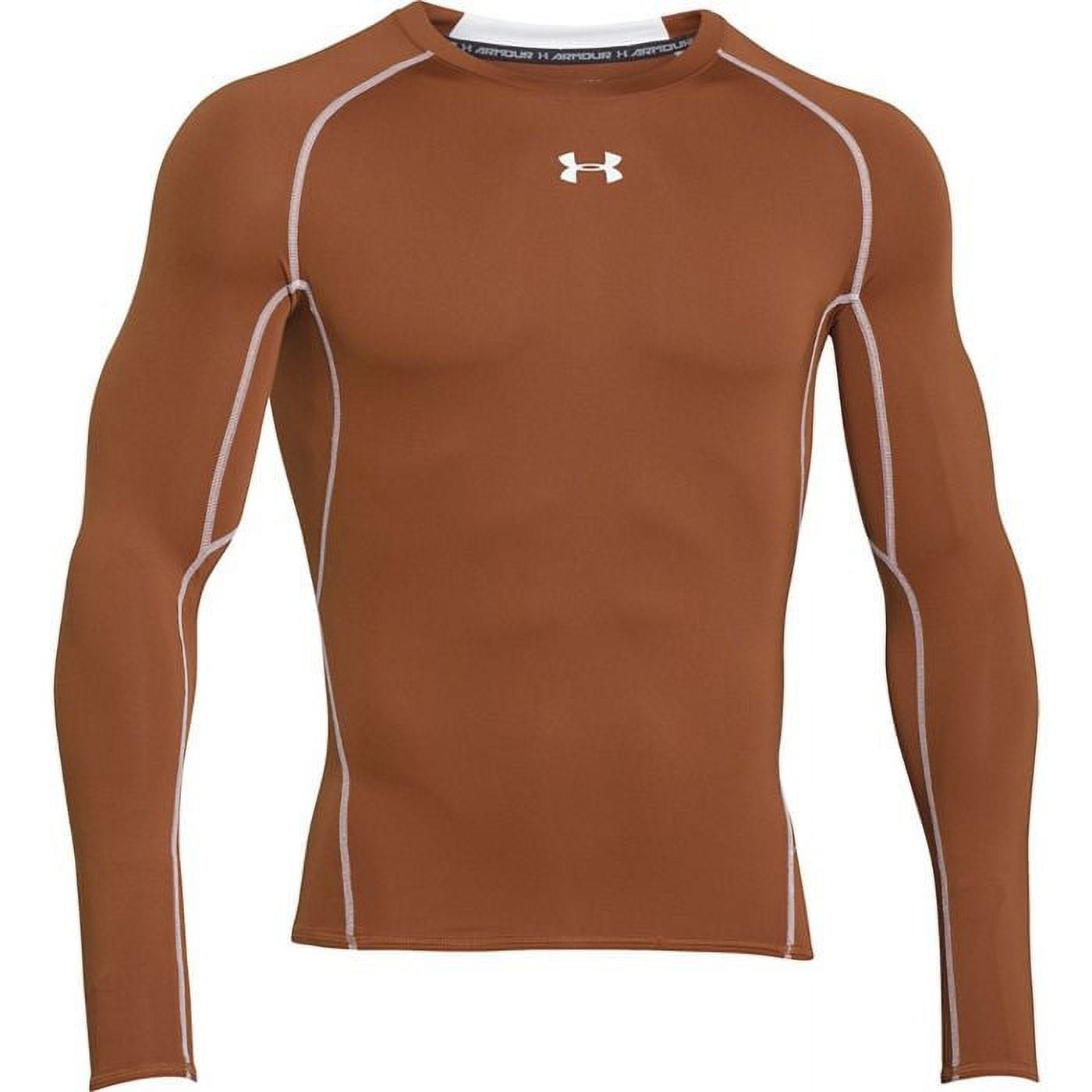 under armour men's heatgear armour long sleeve compression shirt, texas  orange/white, xx-large 