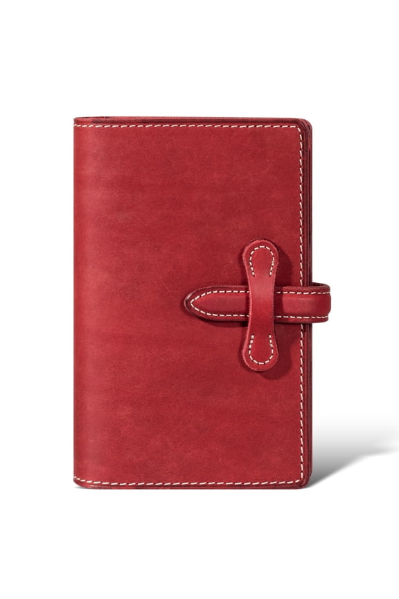 Leather Passport Holder for Travel Women Men, RFID Blocking Card Slot, Top-Grain leather with Magic Buckle, Boarding Pass Pocket,Retro Passport Wallet,Red A101