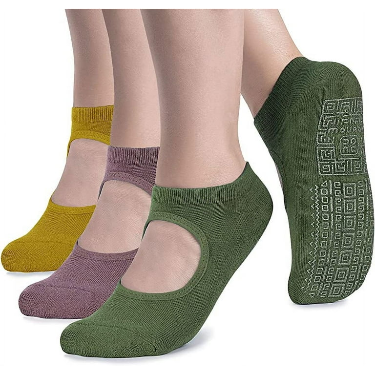 unenow Non Slip Grip Yoga Socks for Women with Cushion for Pilates, Barre,  Home 