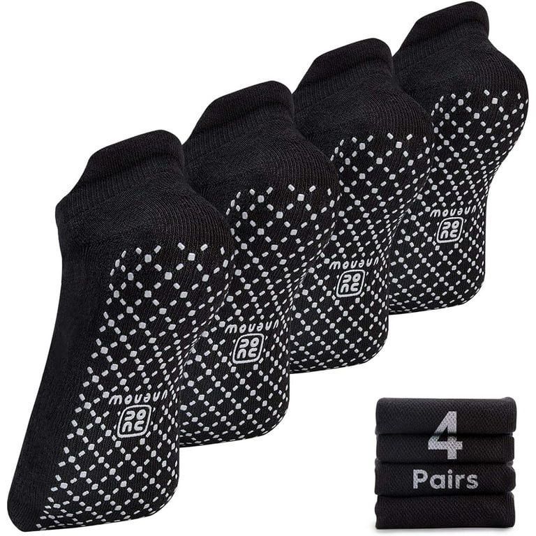 Multi-Pack Grip Toe Socks For Men – Non-Slip Pilates & Yoga Socks With Cushion, Breathable Cotton, Sizes 6-9 & 10-12 (Black & White)
