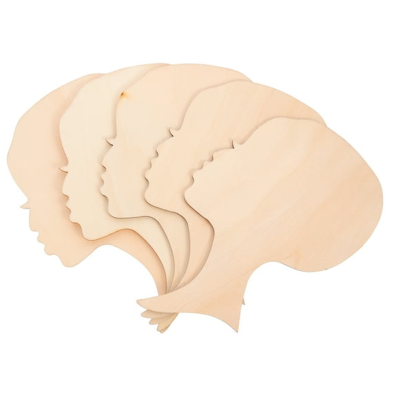 10Pcs Unfinished Wood Cutouts Creative African Woman Head Shapes for Crafts