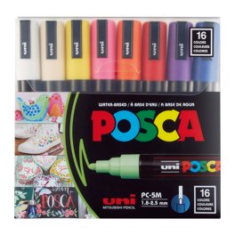 Uni Posca 16pk Pc-5m Water Based Paint Markers Medium Point 1.8