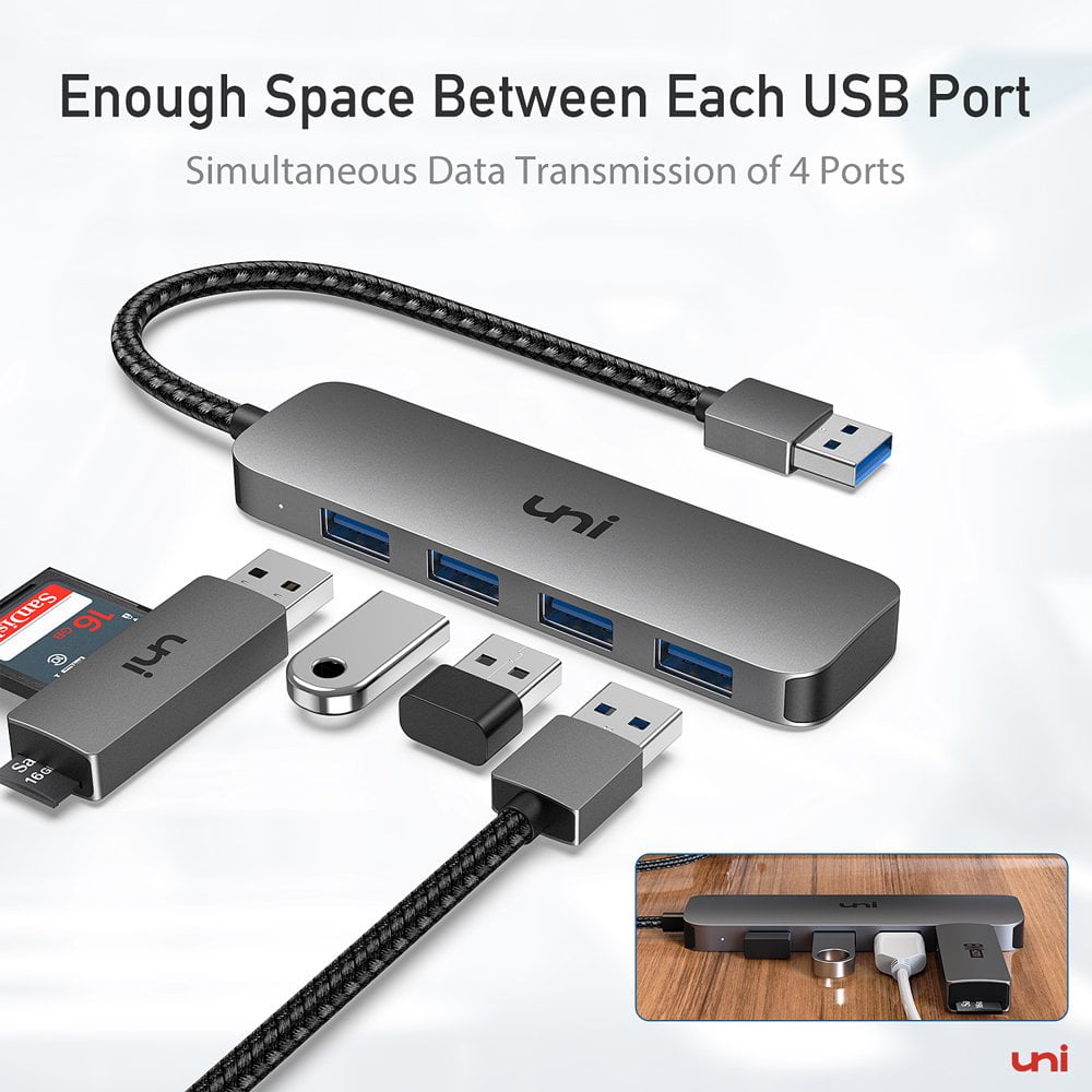 uni USB Hub, Aluminum 4Port PS4 USB 3.0 Data to USB Hub Adapter (Ultra