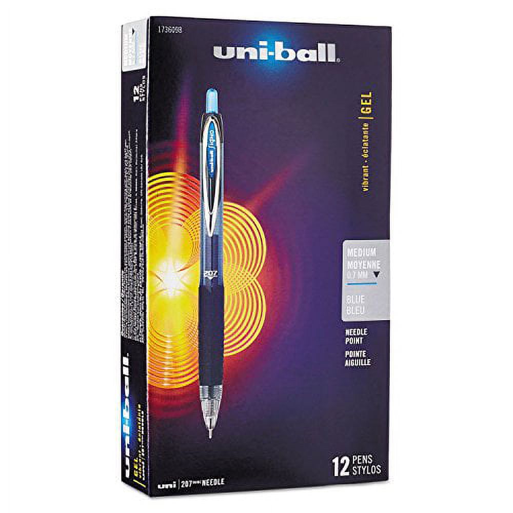 uni-ball 1736098 Signo 207 Roller Ball Retractable Gel Pen Blue Ink Medium Dozen