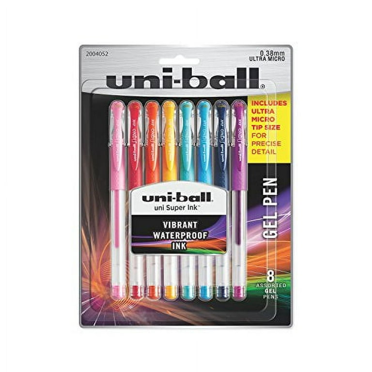 Uni-Ball 2004052 Gel Pens, Ultra Micro Point 0.38mm, Assorted Colors, 8 Count, Size: 8 Count (Pack of 1)
