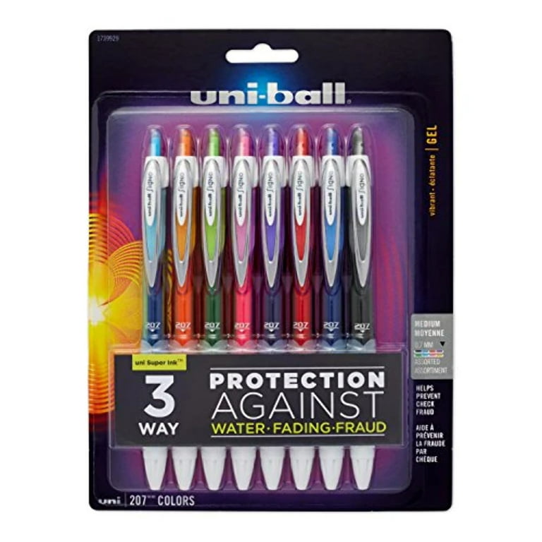 Uni-Ball 1739929 Signo Gel 207 Roller Ball Retractable Gel Pen Assorted Ink  Medium 8 per Set