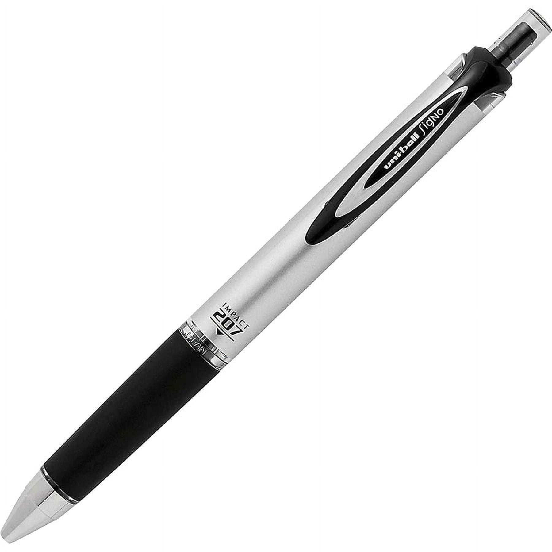 uni-ball 207 Gel Impact Retractable - Bold Pen Point - 1 mm Pen Point Size - Refillable - Retractable - Black Gel-based Ink - Metallic Barrel - 1 Doze | Bundle of 2 Dozen