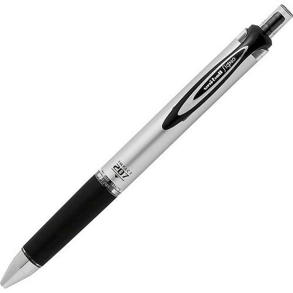 uni-ball 207 Gel Impact Retractable - Bold Pen Point - 1 mm Pen Point Size - Refillable - Retractable - Black Gel-based Ink - Metallic Barrel - 1 Dozen | Bundle of 10 Dozen