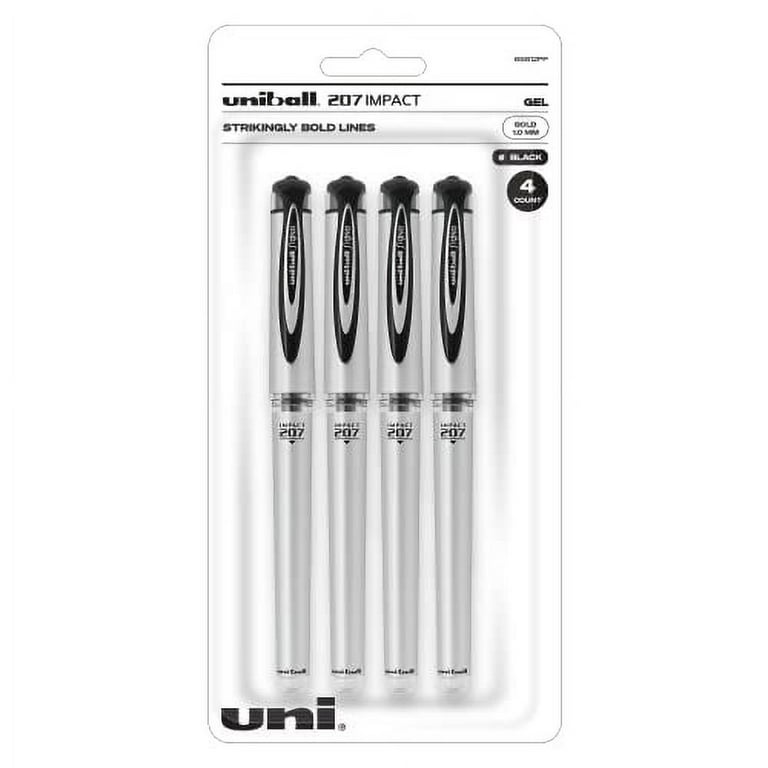 uni ball 207 Impact Gel Pens Bold Point 1.0mm Black 4 Count