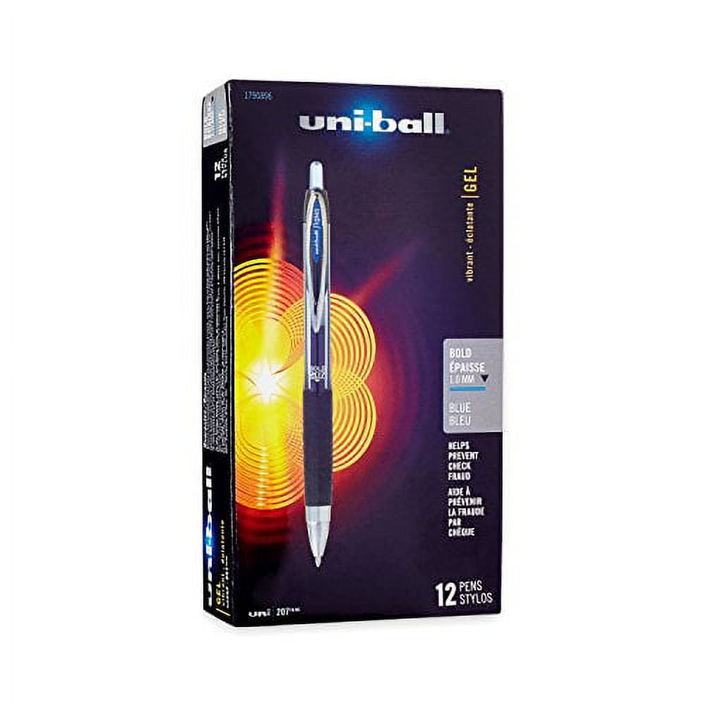 uniball 207 Retractable Gel Pens, Bold Point (1.0mm), Blue, 12 Count