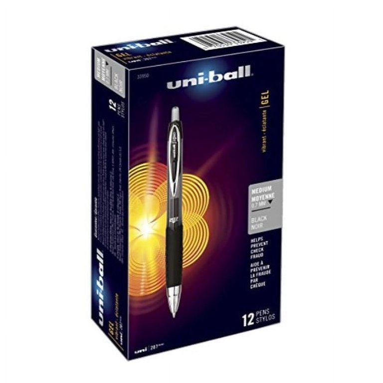 uniball 207 Retractable Gel Pens, Medium Point, 0.7mm, Black Ink, 12/Pack  (33950)