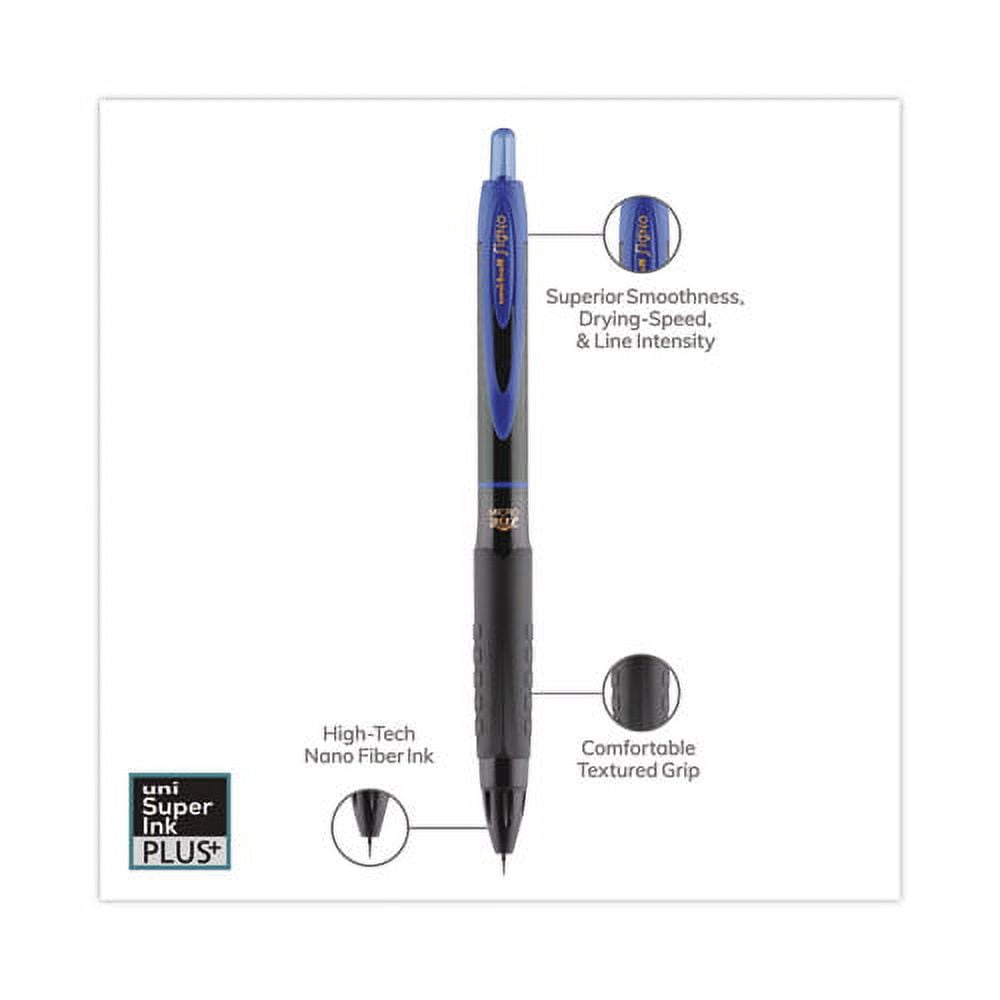 uniball 307 Gel Pen, Retractable, Micro 0.5 Mm, Blue Ink, Black Barrel