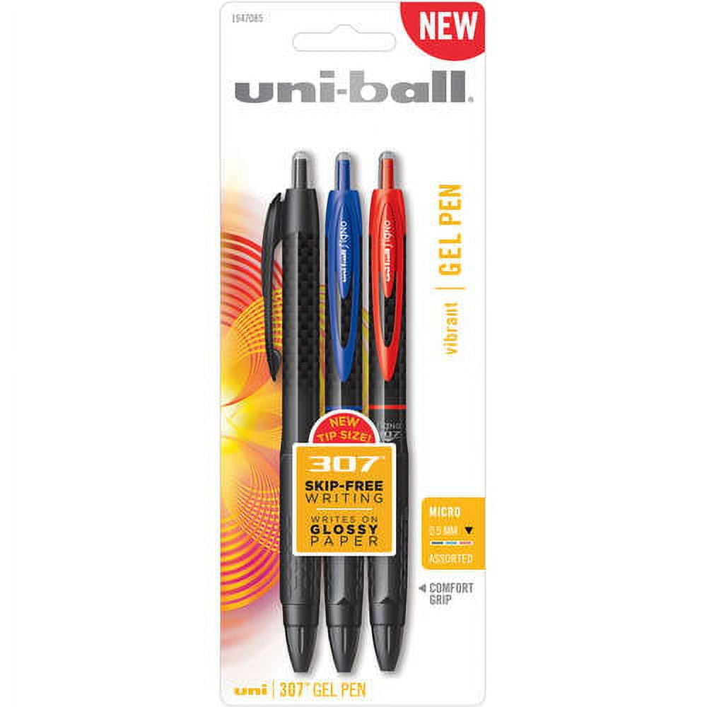 uniball 307 Retractable Gel Pens Micro Point (0.5mm) Assorted Colors 3