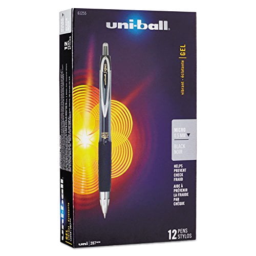 uni-ball 61255 Signo Gel 207 Roller Ball Retractable Gel Pen Black Ink Micro Fine Dozen