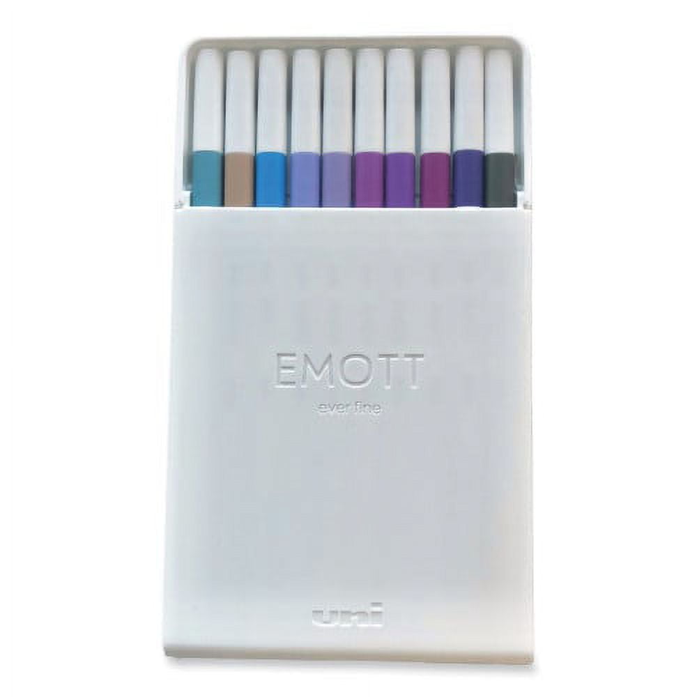 EMOTT Porous Point Pen, Stick, Fine 0.4 mm, Assorted Ink Colors, White Barrel, 10/Pack
