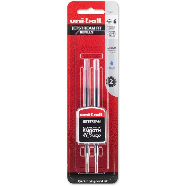 uni Jetstream RT Ballpoint Pen Refills - 1 mm, Medium Point - Blue Ink - Super Ink, Water Resistant Ink, Fade Resistant, Fraud Resistant - 2 / Pack uni Jetstream RT Ballpoint Pen Refills - 1 mm, Medium Point - Blue Ink - Super Ink, Water Resistant Ink, Fade Resistant, Fraud Resistant - 2 / Pack