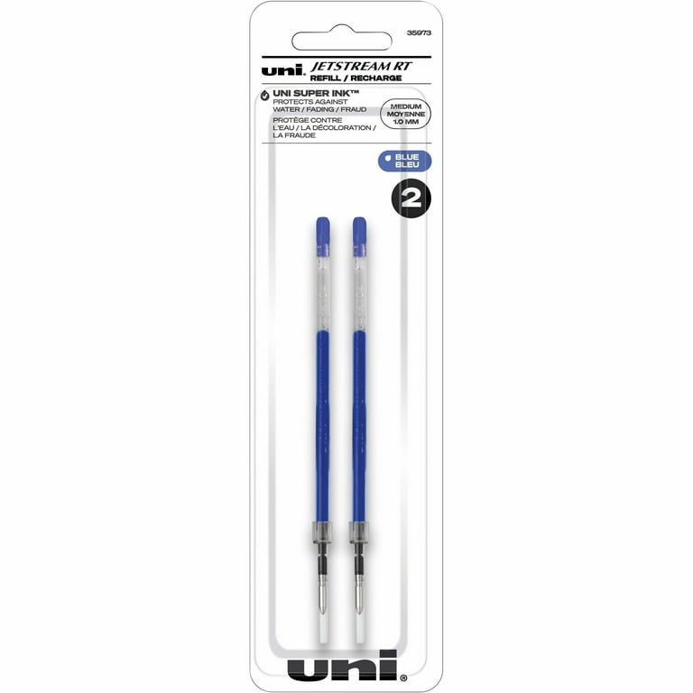 uni Jetstream RT Ballpoint Pen Refills - 1 mm, Medium Point - Blue Ink - Super Ink, Water Resistant Ink, Fade Resistant, Fraud Resistant - 2 / Pack uni Jetstream RT Ballpoint Pen Refills - 1 mm, Medium Point - Blue Ink - Super Ink, Water Resistant Ink, Fade Resistant, Fraud Resistant - 2 / Pack