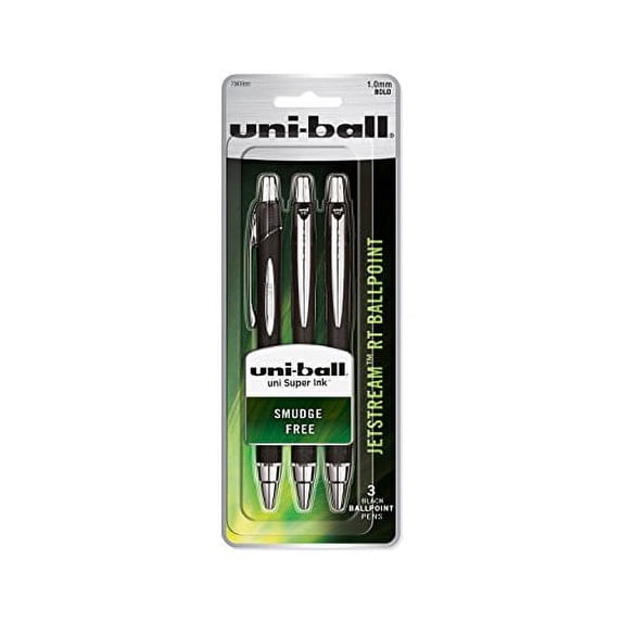 uni-ball Jetstream RT Ballpoint Pens, Bold Point (1.0mm), Black, 3 Count