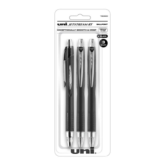 uni-ball Jetstream RT Retractable Pen Set, 1mm, 3/Pkg., Black