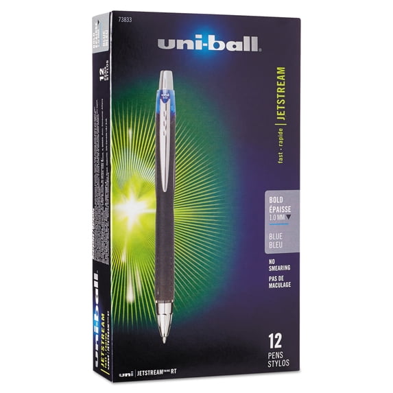 uni-ball Jetstream RT Roller Ball Retractable Waterproof Pen, Blue Ink, Bold