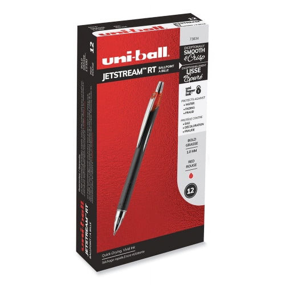 uniball Jetstream Retractable Ballpoint Pen, Bold 1 mm, Red Ink, Black