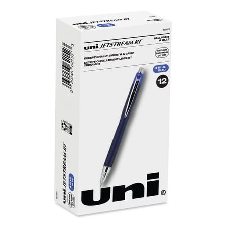 uni-ball Jetstream Retractable Ballpoint Pen, Fine 0.7 mm, Blue Ink, Blue Barrel, Each