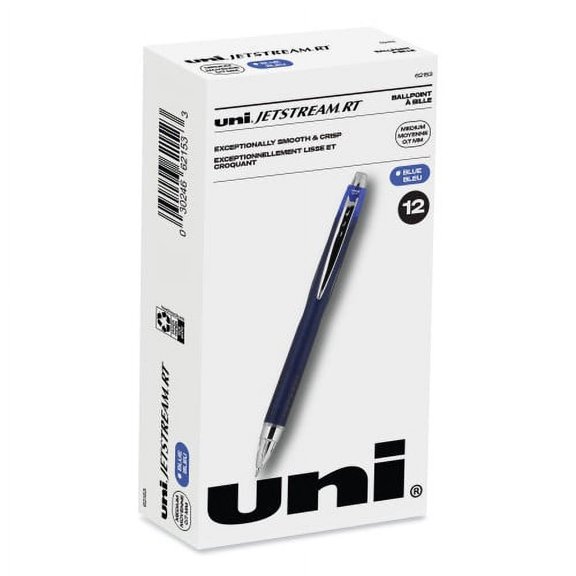 uni-ball Jetstream Retractable Ballpoint Pen, Fine 0.7 mm, Blue Ink, Blue Barrel, Each