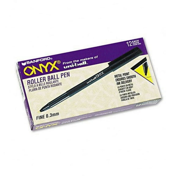 uni-ball : Onyx Stick Roller Ball Pen, Black Ink, Fine, 0.70 mm -:- Sold as 2 Packs of - 12 - / - Total of 24 Each