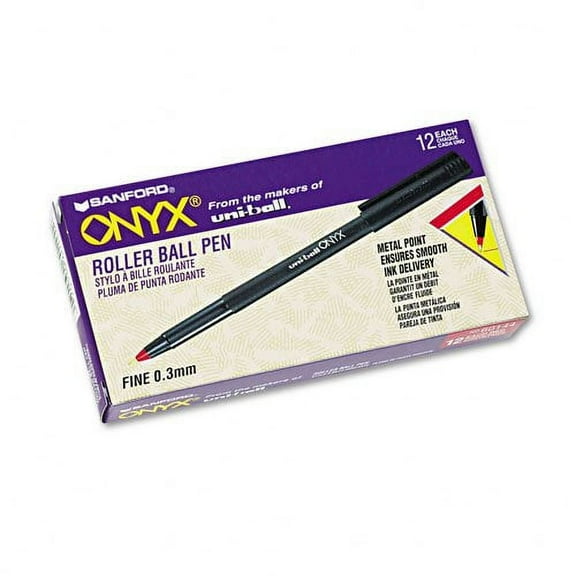 uni-ball : Onyx Stick Roller Ball Pen, Red Ink, Fine, 0.70 mm -:- Sold as 2 Packs of - 12 - / - Total of 24 Each