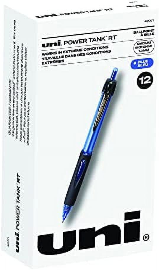 uniball Power Tank Retractable Ballpoint Pens Medium Point, 1.0mm, Blue, 12 Pack
