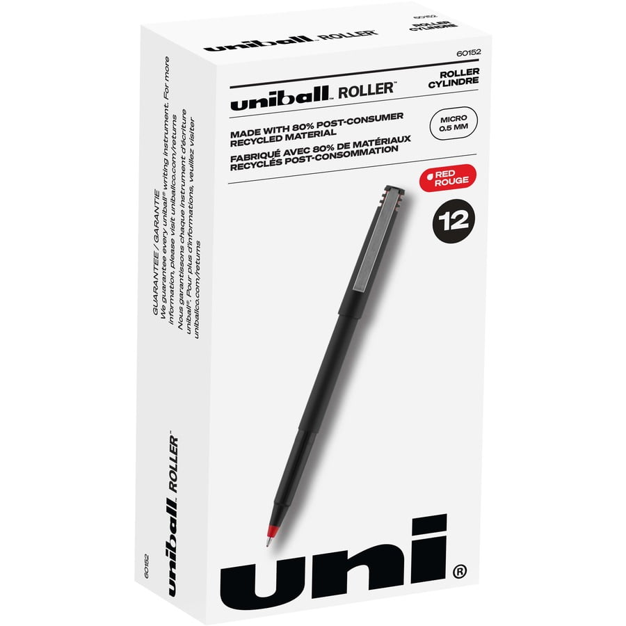 uni-ball Roller Ball Stick Dye-Based Pen Red Ink Micro Dozen 60152