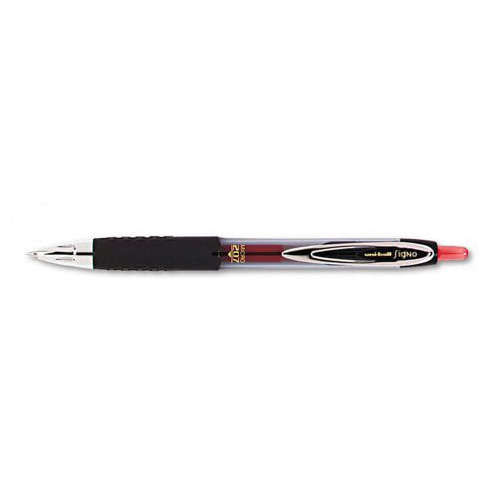 uni-ball : Signo Gel 207 Retractable Roller Ball Pen, Red Ink, Micro Fine -:- Sold as 2 Packs of - 12 - / - Total of 24 Each
