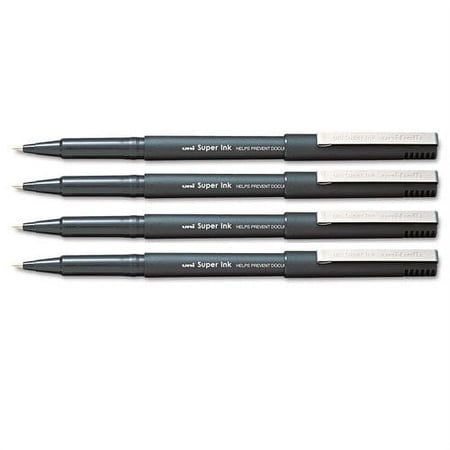 uni-ball Stick Micro Point Roller Ball Pens, 4 Black Ink Pens (60151)