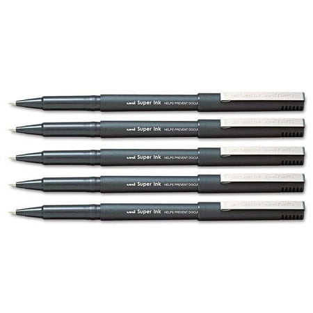 uni-ball Stick Micro Point Roller Ball Pens, 5 Black Ink Pens (60151)