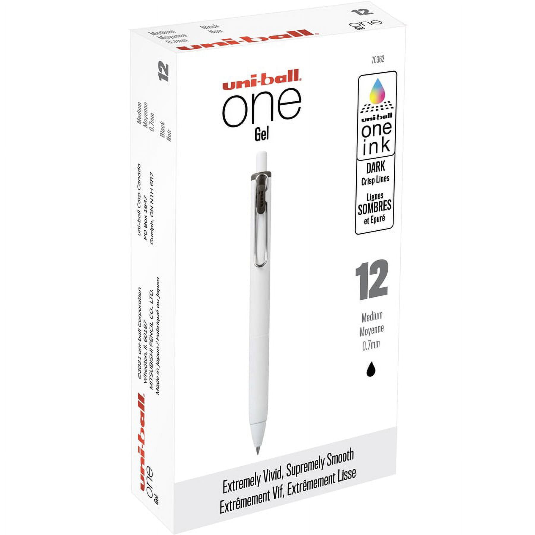 uni-ball UB One Gel Pens - 0.7 mm Pen Point Size - Black Gel-based Ink - 1 Dozen