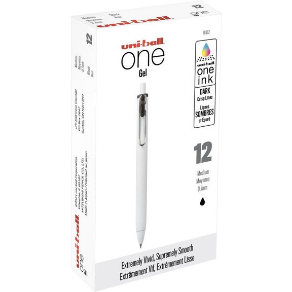 uni-ball UB One Gel Pens - 0.7 mm Pen Point Size - Black Gel-based Ink - 1 Dozen