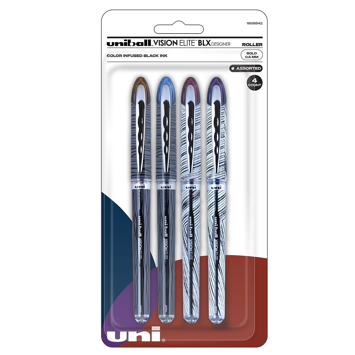 uni-ball, UBC1858842, Vision Elite Designer Series Rollerball Pen, 4 ...