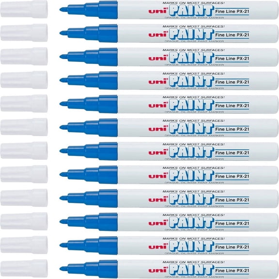 uni-ball Uni-Paint PX-21 Oil-Based Fine Point Marker - Fine Marker Point - Blue Oil Based Ink - 1 Dozen | Bundle of 2 Dozen