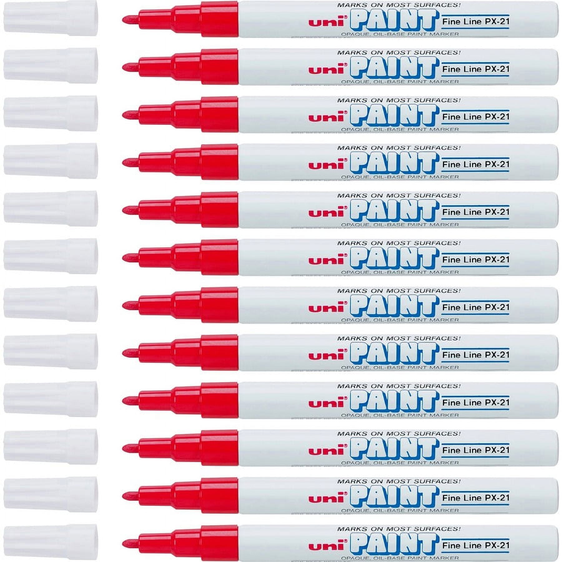 uni-ball Uni-Paint PX-21 Oil-Based Fine Point Marker - Fine Marker Point - Red Oil Based Ink - 1 Dozen | Bundle of 2 Dozen