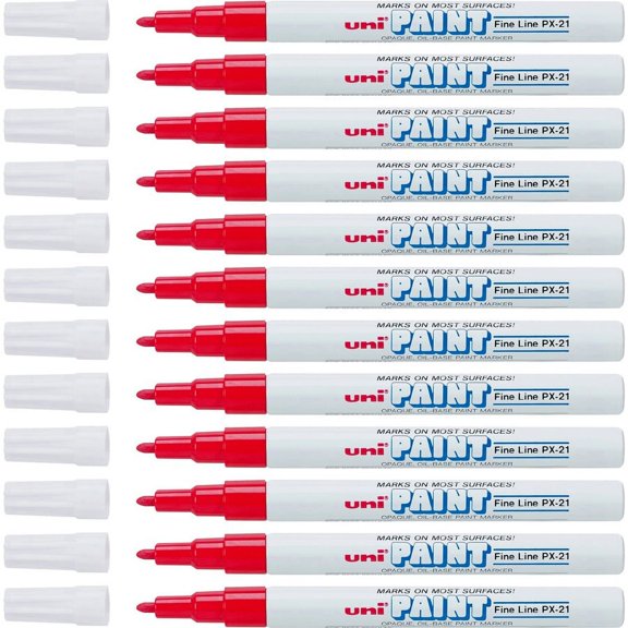 uni-ball Uni-Paint PX-21 Oil-Based Fine Point Marker - Fine Marker Point - Red Oil Based Ink - 1 Dozen